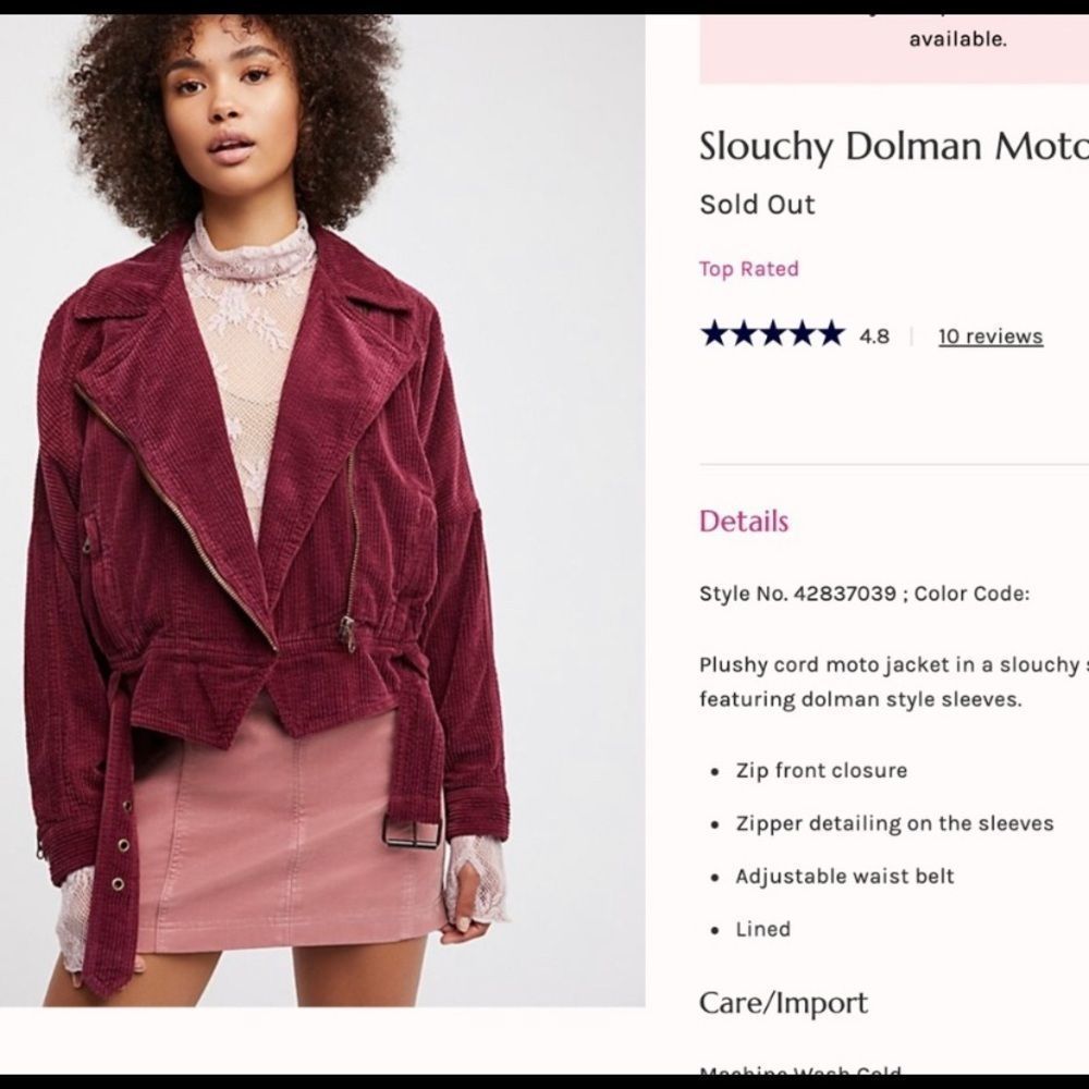 Women’s Free People Slouchy Dolman Moto Zip Up Jacket